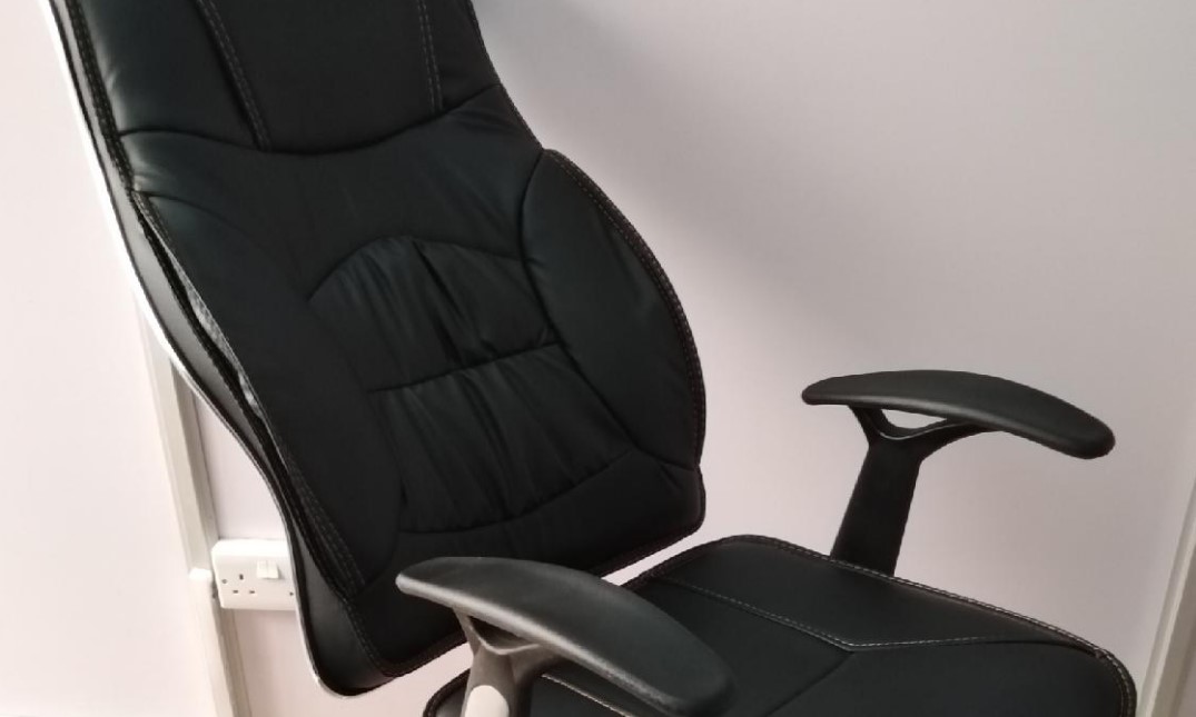 Office chair leans back