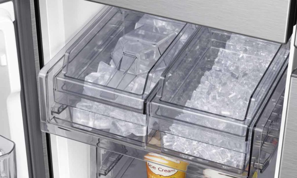 Samsung fridge has an ice build-up on the back wall and bottom. Fix