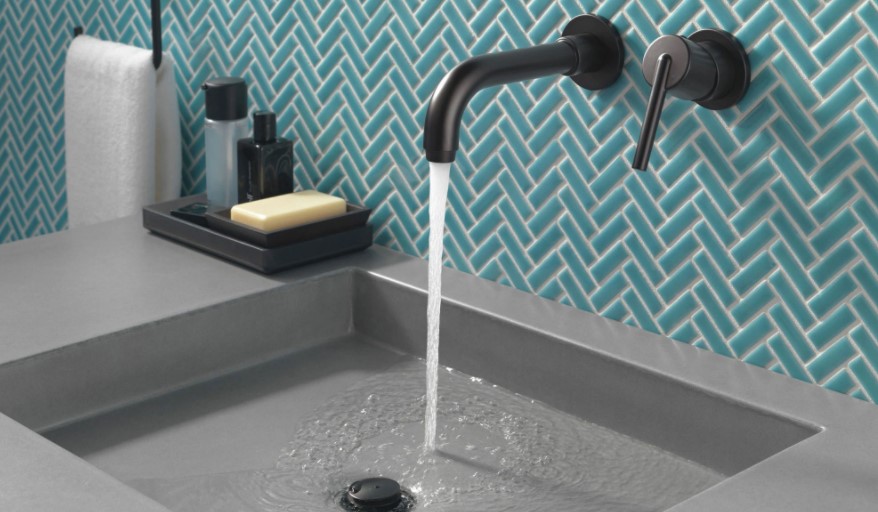 wall-mounted faucet and vessel sink